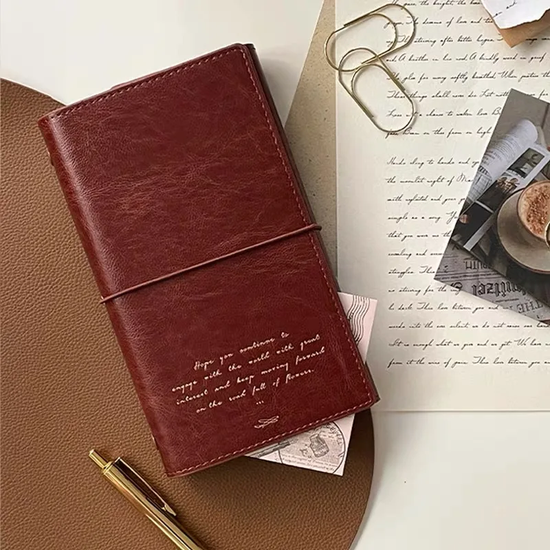 Notatnik A6 z retro skórzaną okładką, segregator na luźne kartki, notes biznesowy podróżny, elegancki, wysokiej jakości, personalizowany kalendarz biurowy. — zdjęcie produktu 3