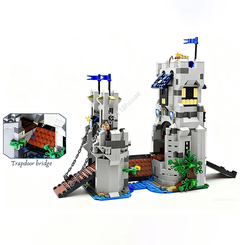 

1074pcs MOC Horse Knight Drawbridge Castle Model Building blocks Assemble Modular Kids toys Education Birthday Christmas gifts