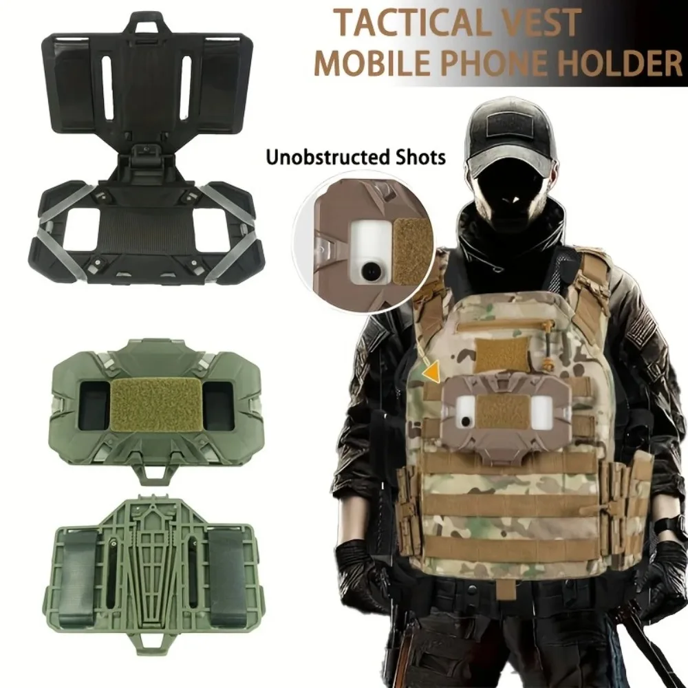 Tactical Vest MOLLE Folding Navigation Board Chest Phone Holder Smartphone Mount for Airsoft Hunting Outdoor Plate Carrier Gear