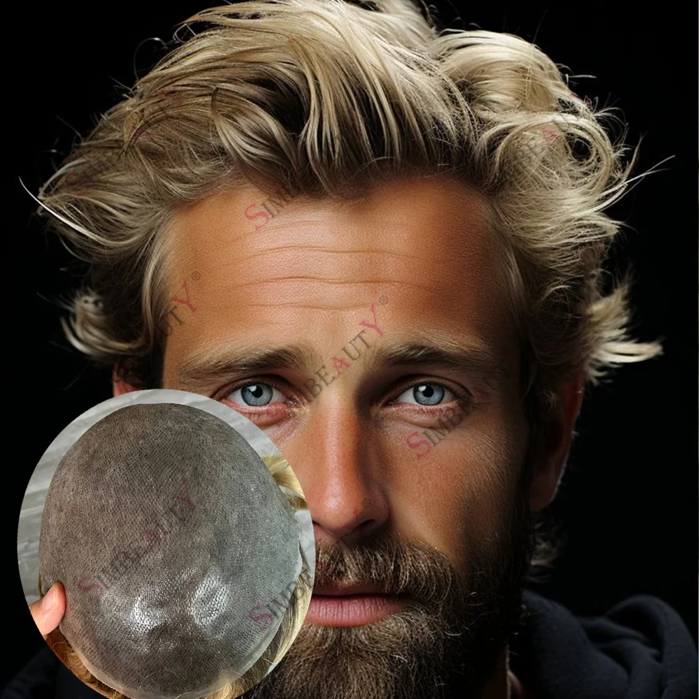 

Brown Roots 4T613 # Европейские парики-накладки для мужчин, омбре-блонд, из натуральных волос, с тонкой кожей PU 0.06 мм, невидимые, с технологией V-Loop, для маскировки облысения