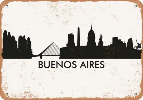 Metal Sign - Buenos Aires Skyline - Vintage Look sign