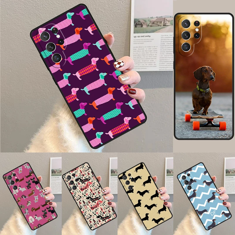Dachshund And Flower Phone Case for Samsung Galaxy note 10 pro S26 Ultra S23 S24 FE S25 S21 S22 PLUS shockproof Cove