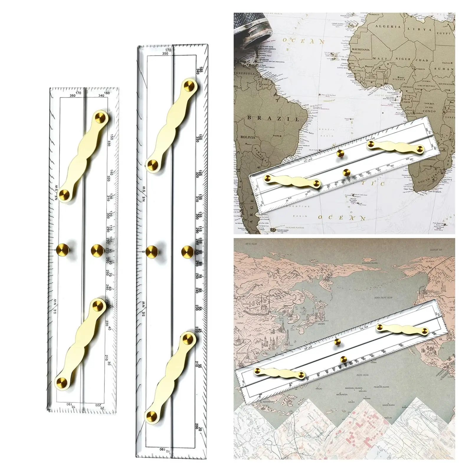 Navigation Parallel Ruler High Accuracy Multi Purpose Great Transparent Clear Scale Rolling Ruler for Student Artists Measuring