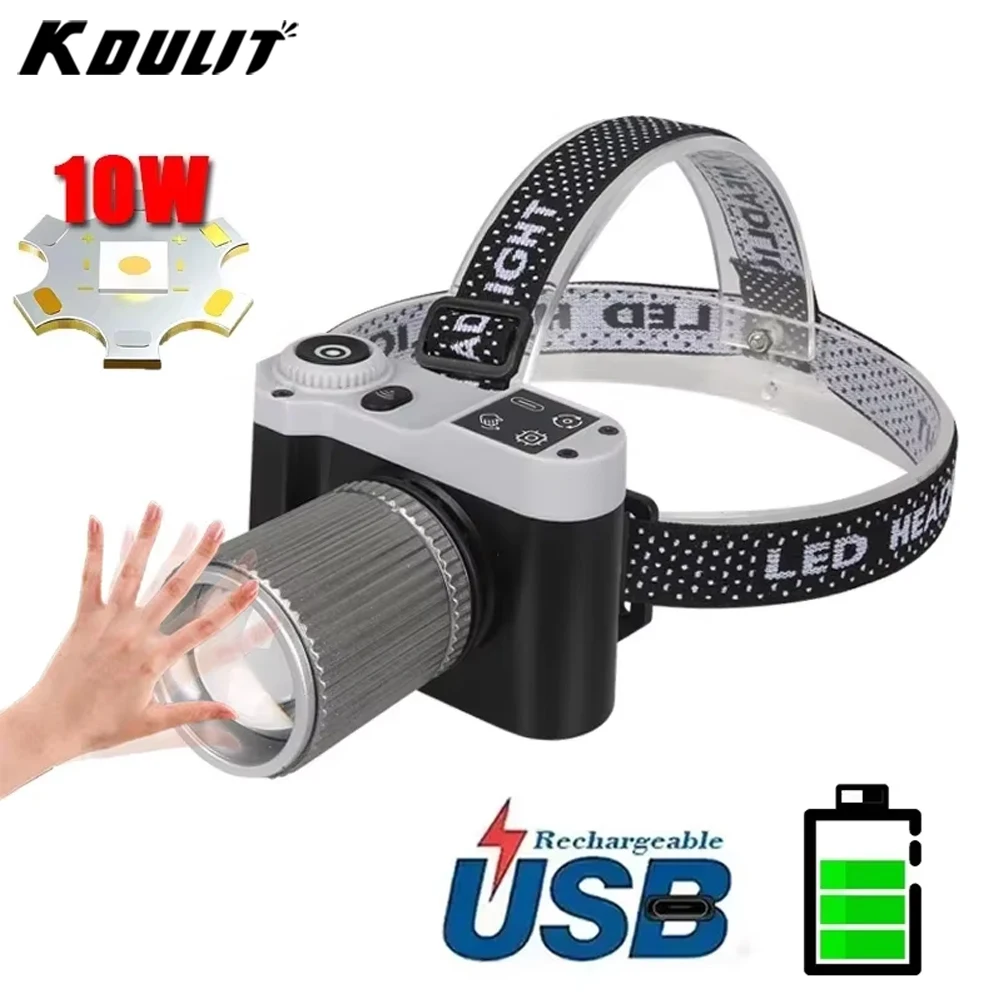 

Zoomable LED Headlamp USB Rechargeable Led Strong Light Motion Sensor Waterproof Head Lamp Fishing Camping Outdoor Head light