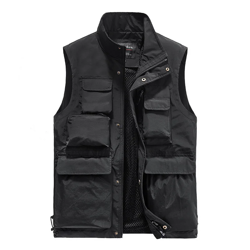 FGKKS Men Outdoor Vest Multi-Pocket tinta unita Fishing Director Reporter gilet da lavoro fotografia Casual gilet giacca maschile