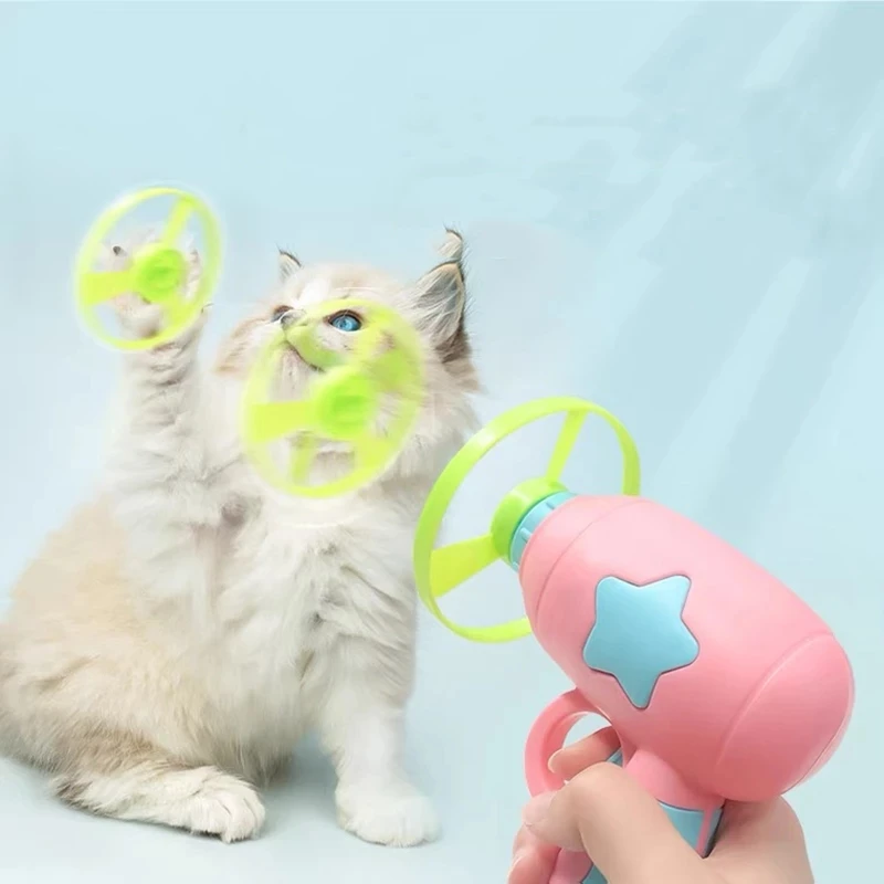 Brinquedos plásticos engraçados do disco voador para o gato, Teaser interativo, brinquedo do treinamento