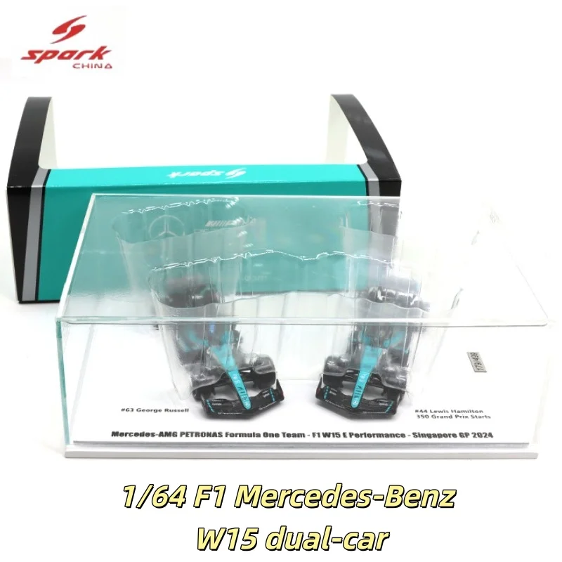 

Spark 1/64 F1 W15 Double Car Set Singapore Grand Prix 2024 Simulation Alloy car model, Boys' toy, adult collectible ornament.