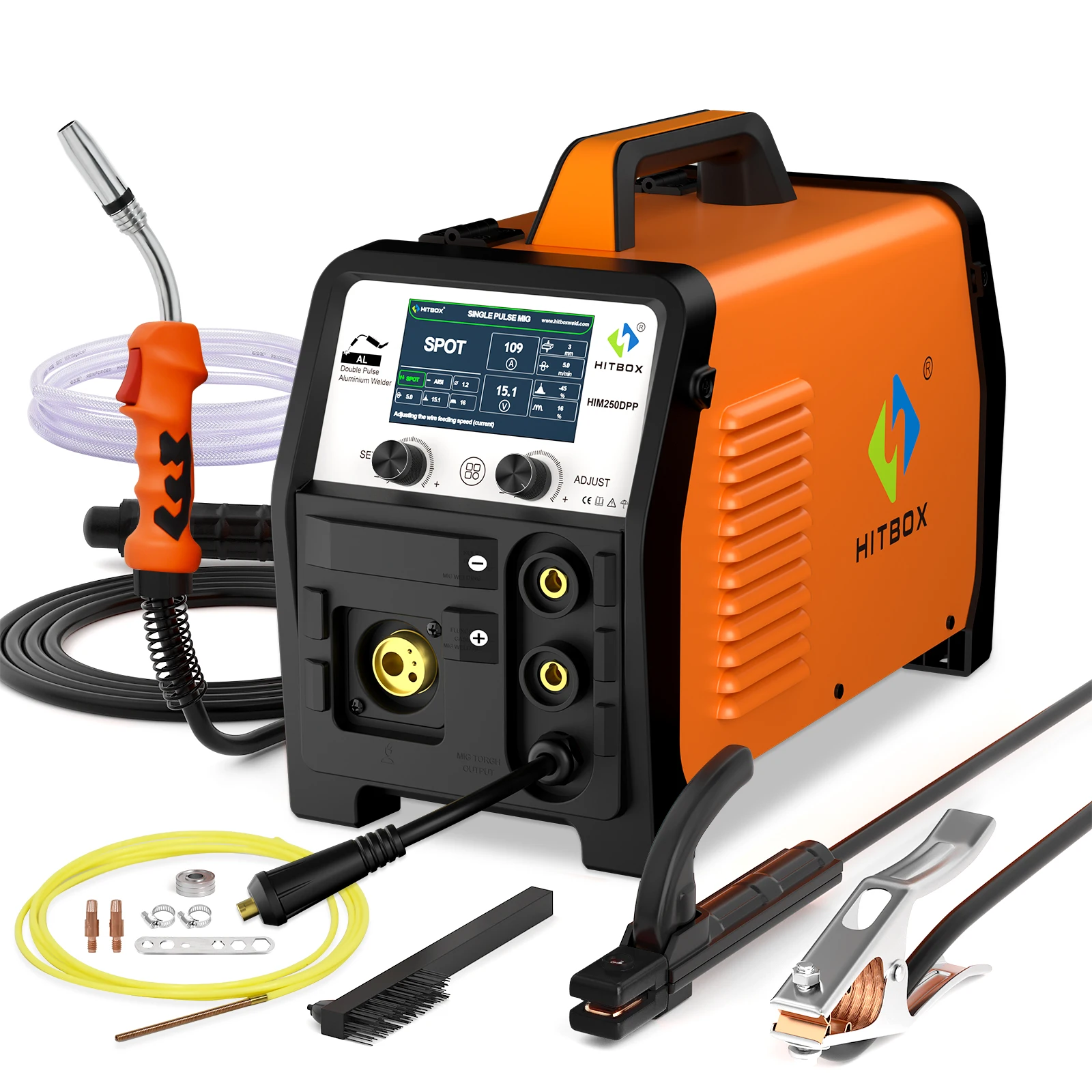 HITBOX 200A Aluminum Welder LCD Digital Welding Machine MMA ARC/Gas Gasless MIG/LIFT TIG Dual Pulse IGBT lnverter Welders Tool