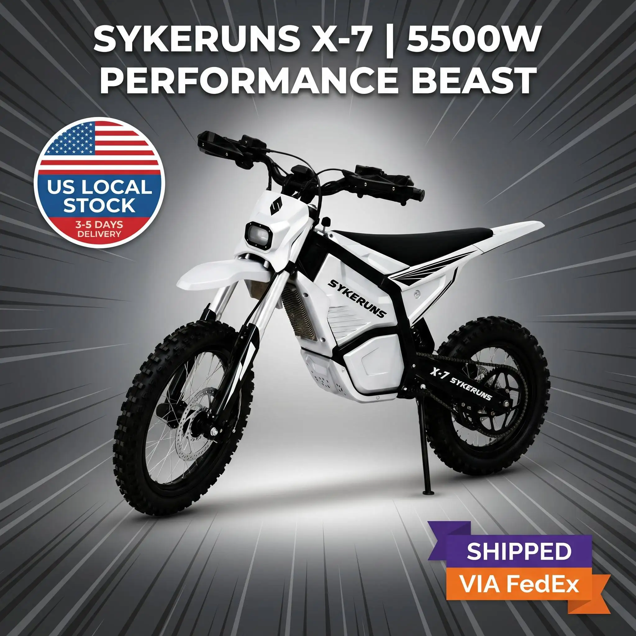 X7 5500W Electric Dirt Bike 60V 27Ah 60 Miles Long Range High Speed E-Moto for Adult