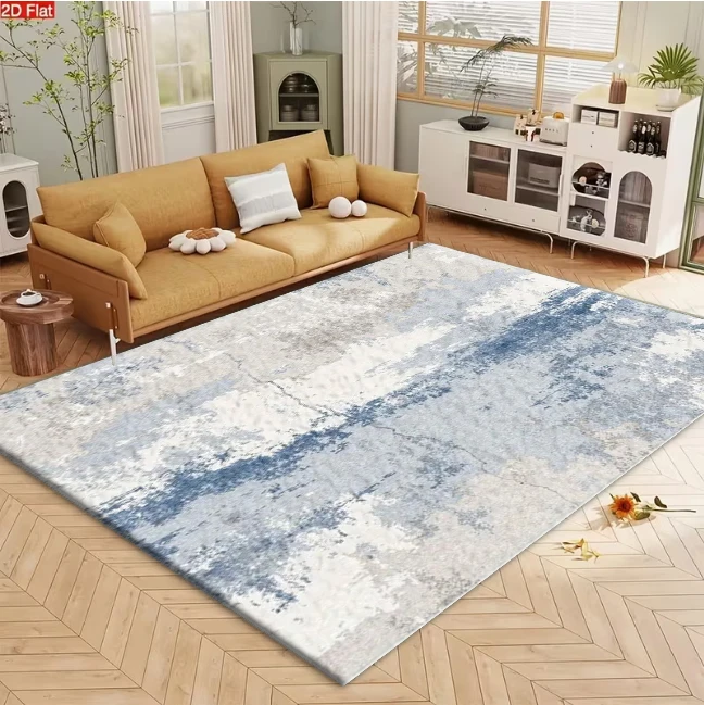Light Blue Faded Abstract Carpet Flooring Soft Vintage Style Living Room Floor Rug