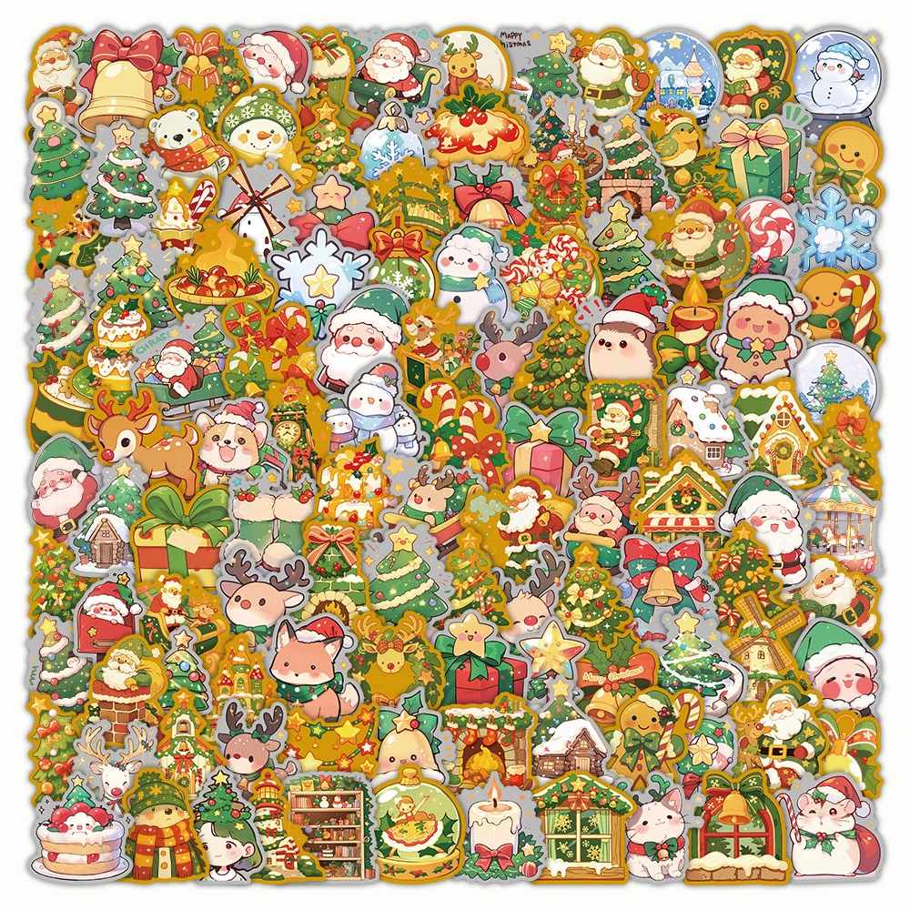 

10/30/50/100/200pcs Cartoon Christmas Festival Stickers Cute Santa Claus Elk Sticker Diary Phone Laptop Creative Graffiti Decals