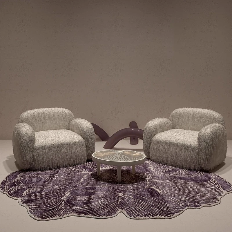 Irregular Shape Carpets for Living Room Modern Style Bedroom Decor Line Carpet Thick Plush Cloakroom Mat Fluffy Soft Lounge Rug