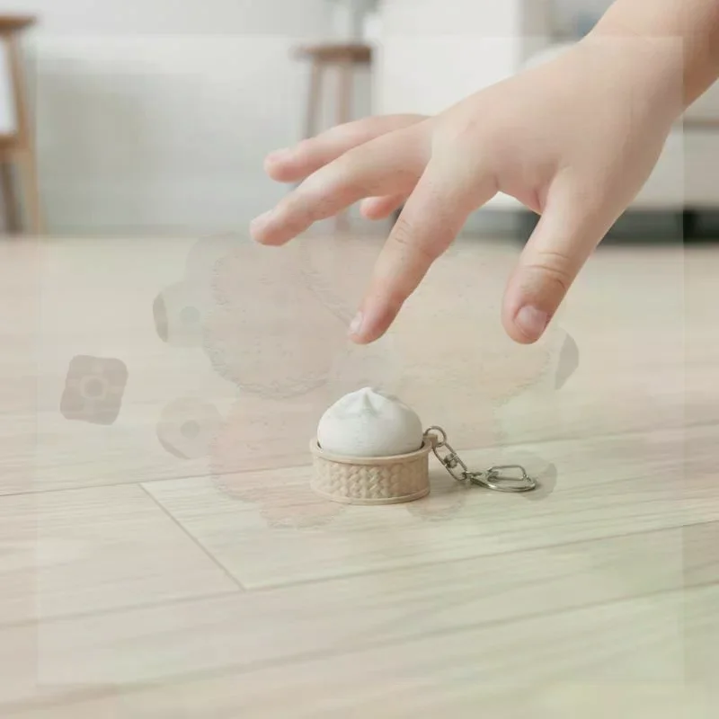 Colorful Buns 3D Printing Keychain Stress Relief Decompression Bun Clicker Toy for Kids and Adults