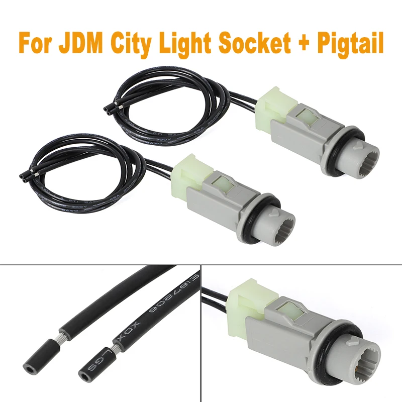 

For JDM front city lights sockets and pigtails for the 92-00 Honda Civic EG6 EK9 integra DC2 GENUINEwith JDM headlights