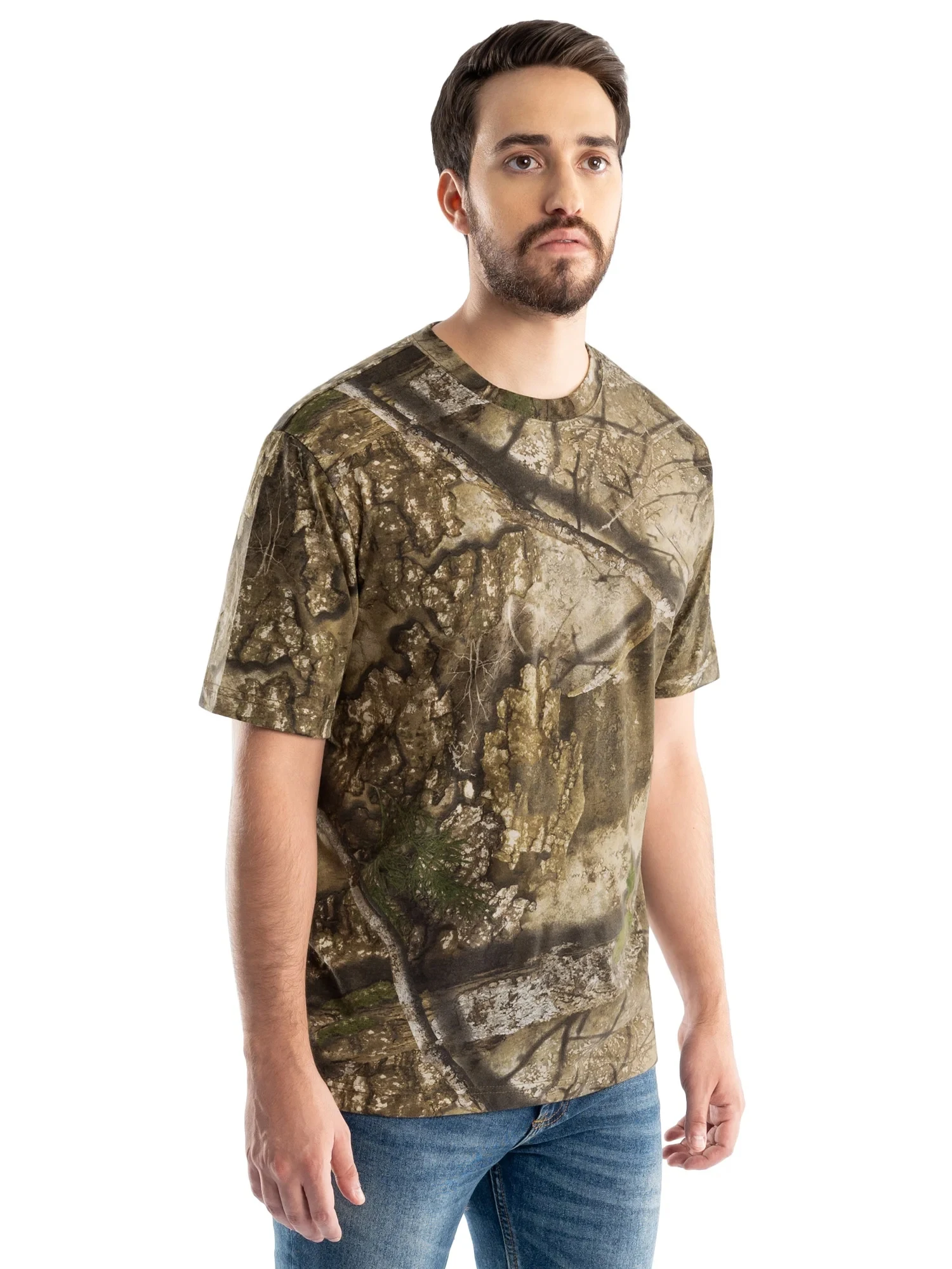 الرجال قصيرة الأكمام التحكم في رائحة الصيد التمويه تي شيرت في الهواء الطلق المحملة لينة تنفس الصيد قميص موقع قراء ملابس للرجال #3