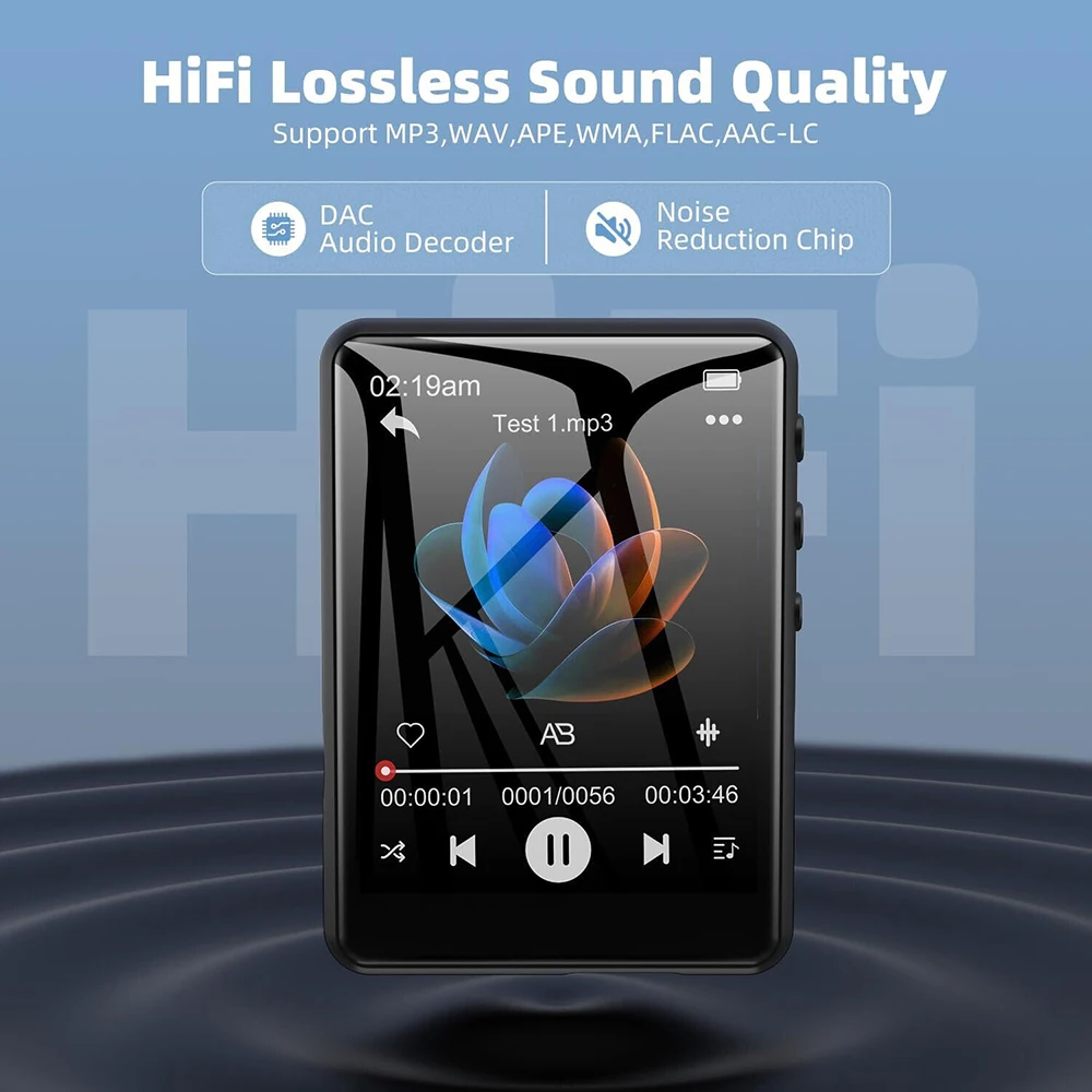 2.4 Inch Touch Screen Bluetooth 5.4 MP3 Player Built-in Speaker Hi-Fi Lossless Music Player with Camera Video FM Radio Recording
