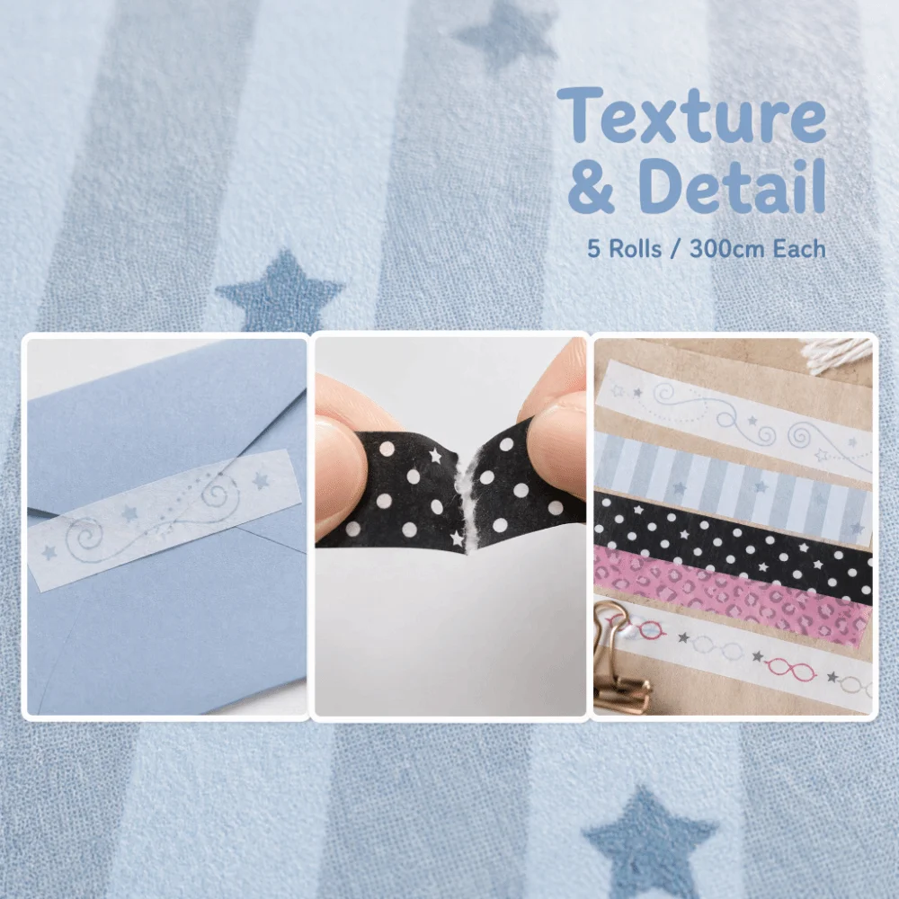 5pcs/set Funny Journal Collage Decorative Tape Roll Leopard Print Star Glasses Polka Dot Tape Set Cute Patterns Easy Peel