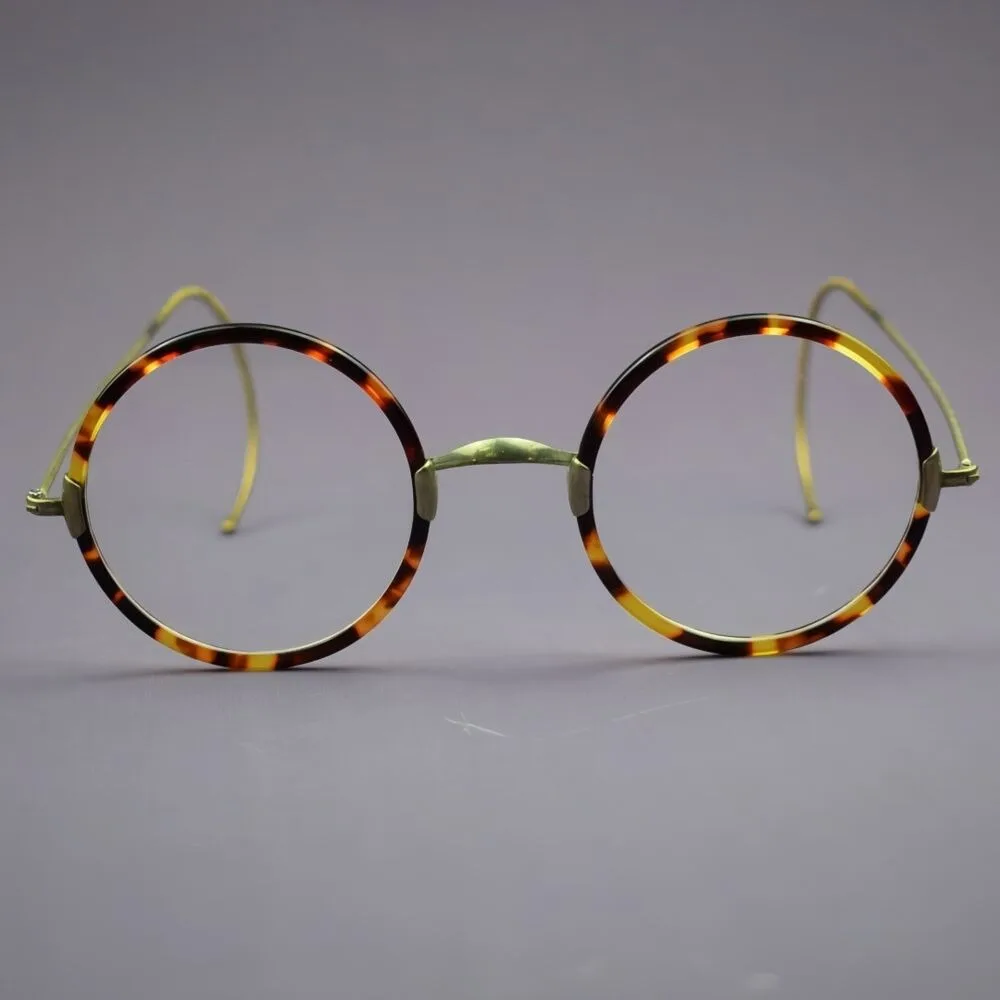 Circular retro acetate fiber metal retro antique steel wire eyeglass frame reading glasses unisex