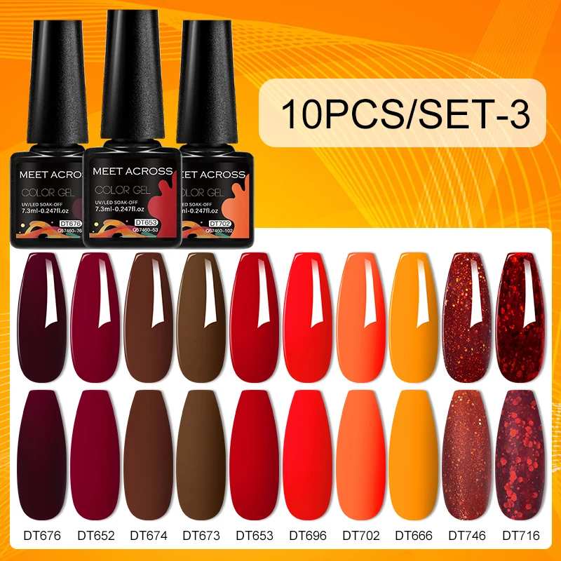 MEET ACROSS 10 unids/set Macaron serie Gel esmalte de uñas suministros de uñas semipermanente arte de uñas UV Gel LED barniz Kits de manicura