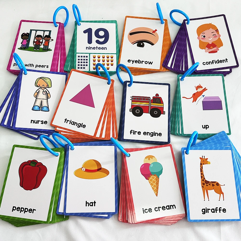 12 Themes Set Kids Montessori English Words Learning Flashcards Classroom Supplies Kindergarten Educational Toys Teaching Aids