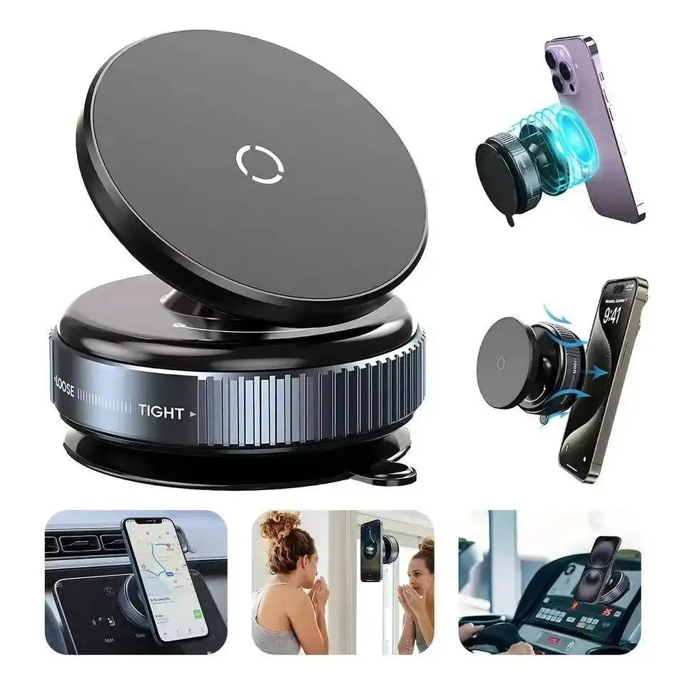 

Roatable Vacuum Holder Strong Magnetic Adsorption Suction Cup Universal Phone Bracket For Gym Kitchen Car Use