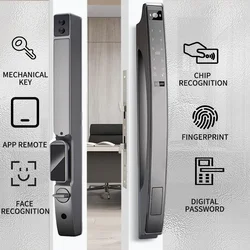 PHIPULO Tuya WiFi Smart Door Lock Serratura elettronica 3D Face Sblocco Password Chiave IC Card Impronte digitali Sblocco Serratura per porta scorrevole