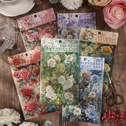 4pieces/pack Bright flowers series PET waterproof sticker for DIY scrapbooking Journal Photo album decoration materials Stickers