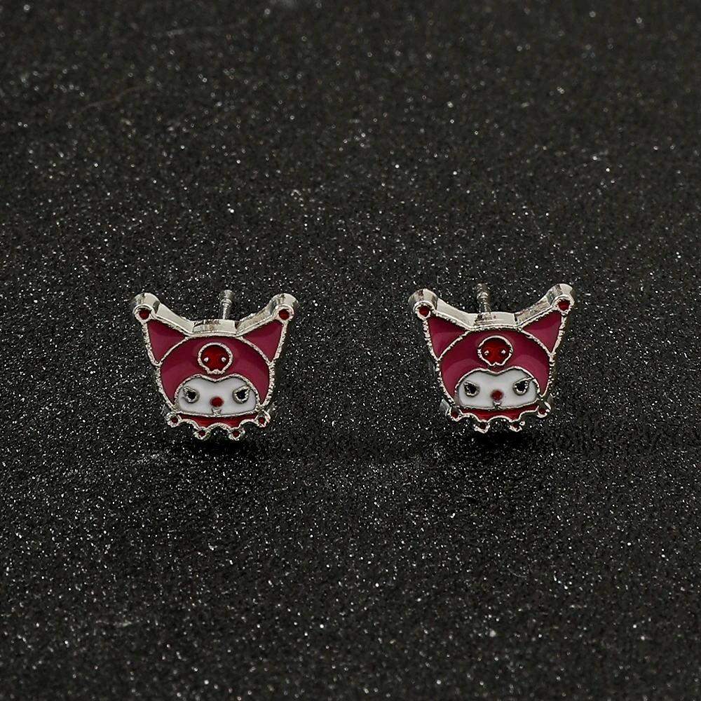 Sanrio Cartoon Kuromi Earrings Sweet and Cute Campus Style Girls Earrings Youthful Vitality Campus Breath Gift