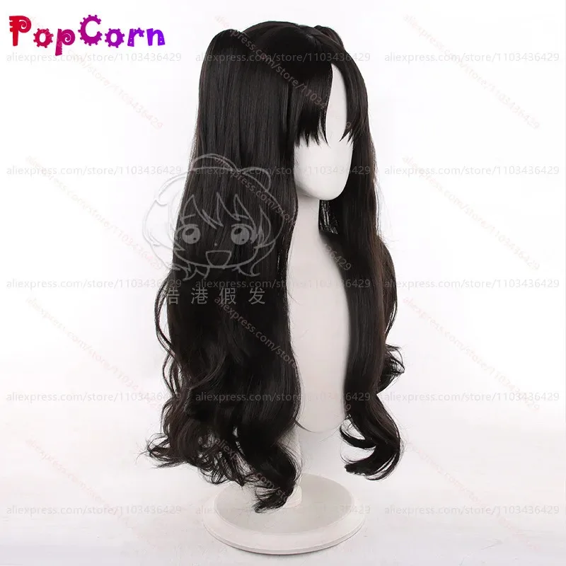 qq28LQTohsaka Rin con coletas dobles 70 cm negro marrón Cosplay Anime peluca sintética resistente al calor para costo de fiesta diaria