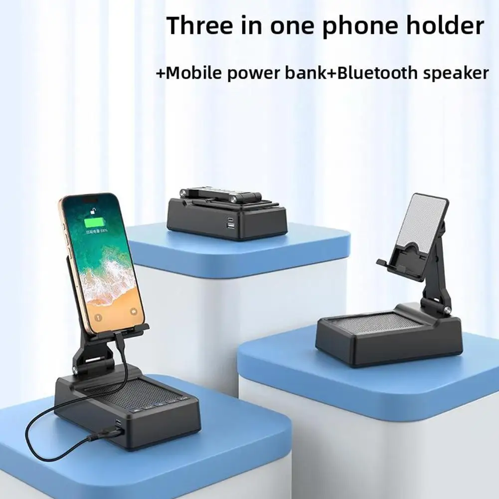 Per 3 In 1 Bluetooth Audio Power Bank staffa supporto multifunzione per telefono cellulare con Audio Bluetooth 3-in-1 tesoro di ricarica