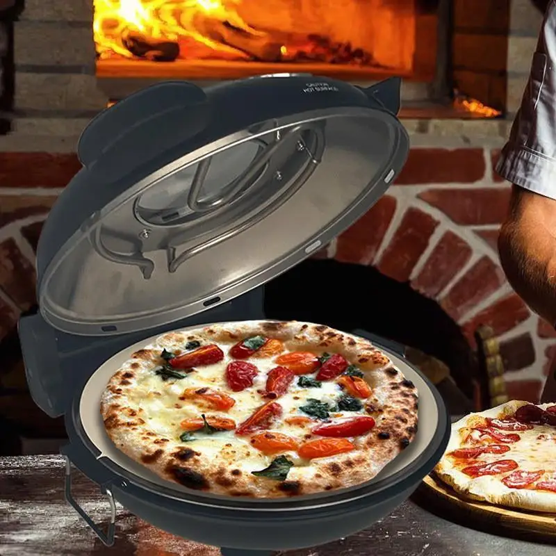 المنزلية أسود أحمر قابل للتعديل درجة الحرارة الكهربائية صانع البيتزا المحمولة متعددة الوظائف مزدوجة صانع البيتزا الكهربائية فرن صغير #4