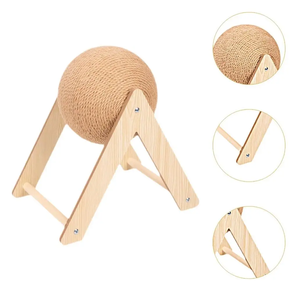 Non-falling Off Cat Scratching Ball Sisal Rope Wooden Cats Scratcher Grinding Wear-resistant Pet Supplies Pet Supplies