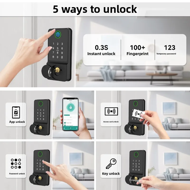 American Standard Dull Lock Fingerprint Lock Room Door Office Door Apartment Hotel Door TuYa Smart Lock