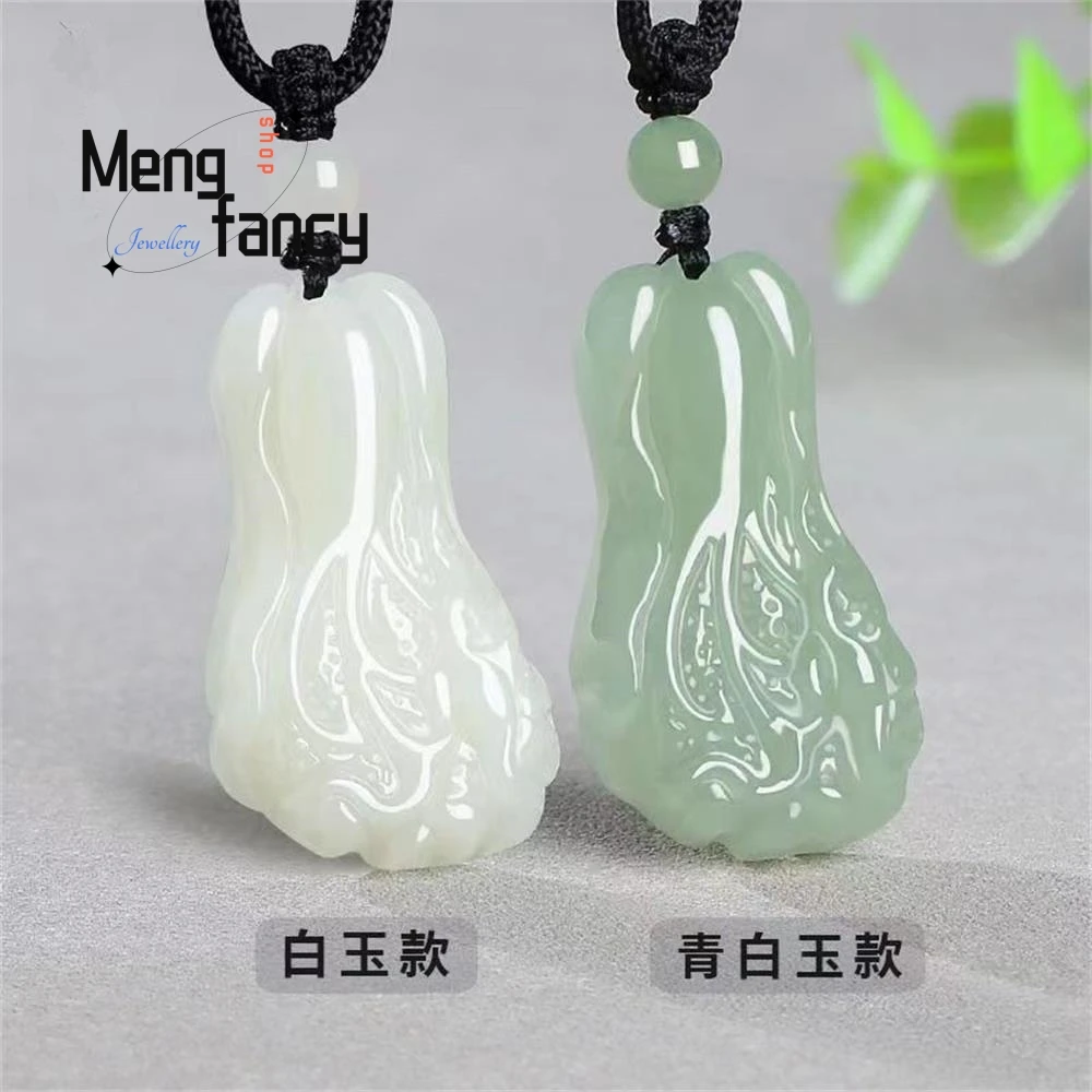 Natural Hetian Jasper White Jade Cabbage Pendant Simple Exquisite Fashion Jewelry Mascots Best Selling Handicraft Holiday Gifts