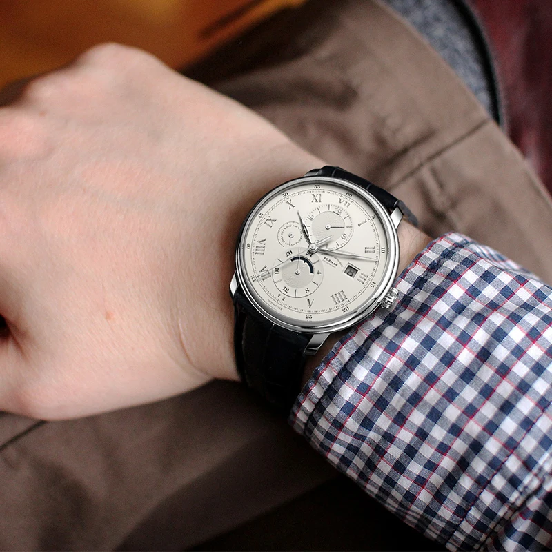 BORMAN Orologio meccanico da uomo d'affari casual Cintura in pelle di lusso multifunzione 40 mm Orologi automatici da uomo