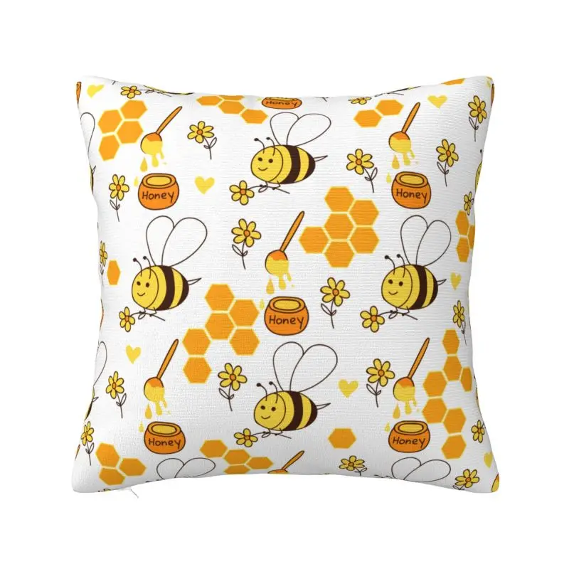 Modern Honey Bees And Flowers Pattern Throw Pillow Case Home Decorative 3D Printing Sofa Cushion Cover Polyester Soft Pillowslip