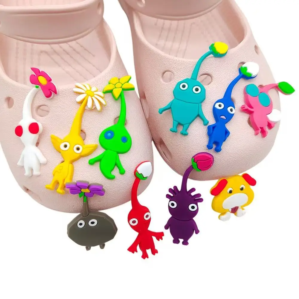 Cute Plant Creature Shoe Charms, Colorful Alien Figure PVC Decorative Charms for Clogs Sandals, DIY Shoe Ornament Accessories