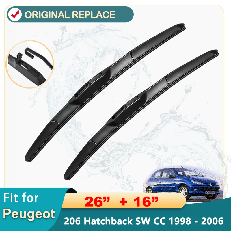 

Wiper Front Wiper Blades For Peugeot 206 Hatchback SW CC 1998 - 2006 Windshield Windscreen Window Car Rain Brush 26"+16"