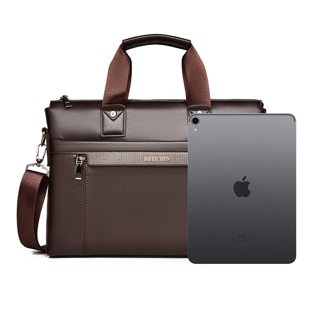 2026 New Luxury Brand Man Handbags Leather Laptop Briefcase Business A4 Document Bags For IPAD Office Male Vintage  Shoulder Bag view 6