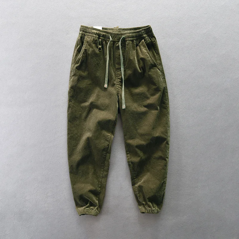 

Men's Ami Khaki Corduroy Loose Wide Leg Heavy Casual Pants