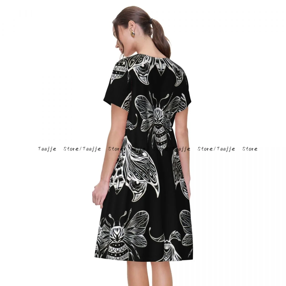 Abito casual elegante da donna Boho Bee And Moth maniche corte Abiti larghi Vacanza del fine settimana