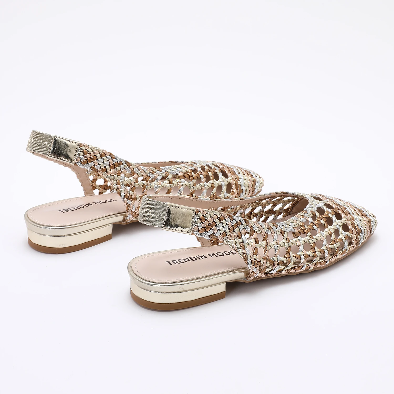 Trendin Mode Women Braided Pointed Toe Slingback Fashion Flat Bottom Elastic Backstrap Sandals
