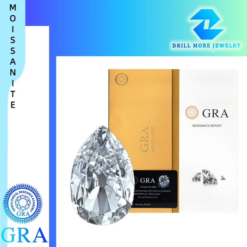 

Оптовые супербелые муассаниты цвета D с сертификатом GRA, 0.3-4.0 карата, грушевидные, лабораторные, проходят тест на алмазный тестер