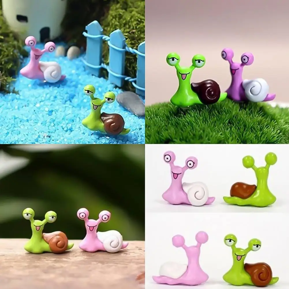 Plastic Ornament No Fade 2 Pcs for Home Snail Shape Garden Snail Fairy Garden Accessories for Home