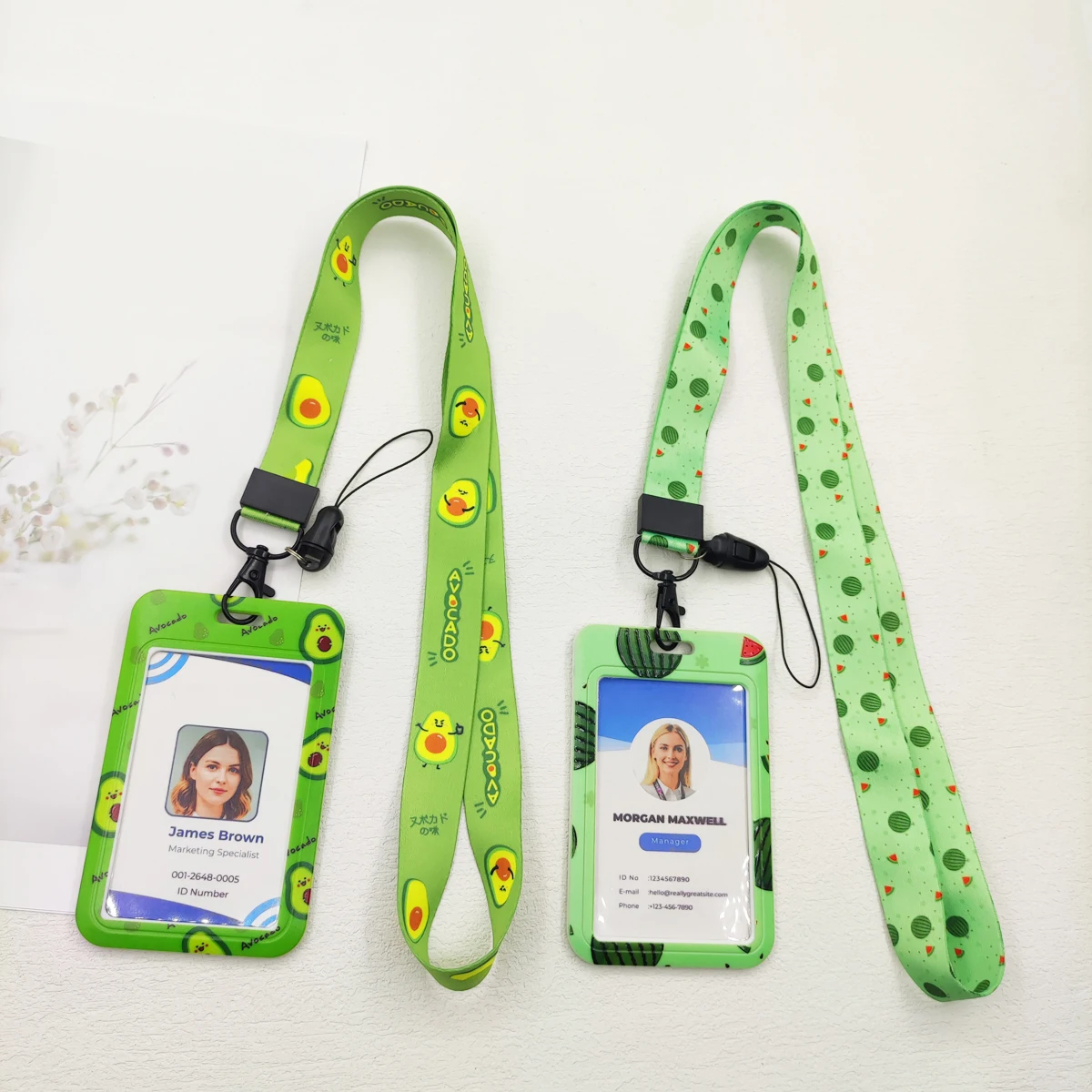 الأفوكادو شارة حامل سلسلة مفاتيح قصيرة الرجال معرف حاملي بطاقات الائتمان الأخضر الرقبة حزام تمرير شنق حبل الوهق الاعتماد الملحقات #3
