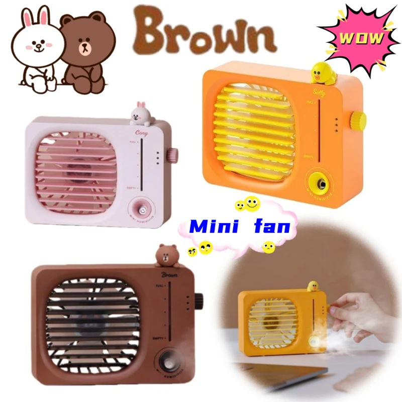 

Brown Sally Cony Choco Anime Peripheral Personalized Creative Mini Fan Home Office Desktop Mist Cooling Silent Fan Birthday Gift