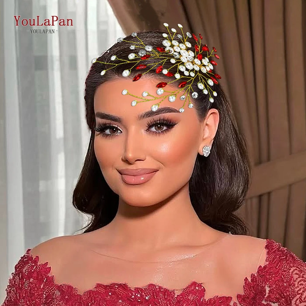 

TOPQUEEN Bridal Rhinestone Hair Comb Bridesmaid Bride Headdress Fashion Headwear Pearl Headpiece Wedding Hair Accessories HP851