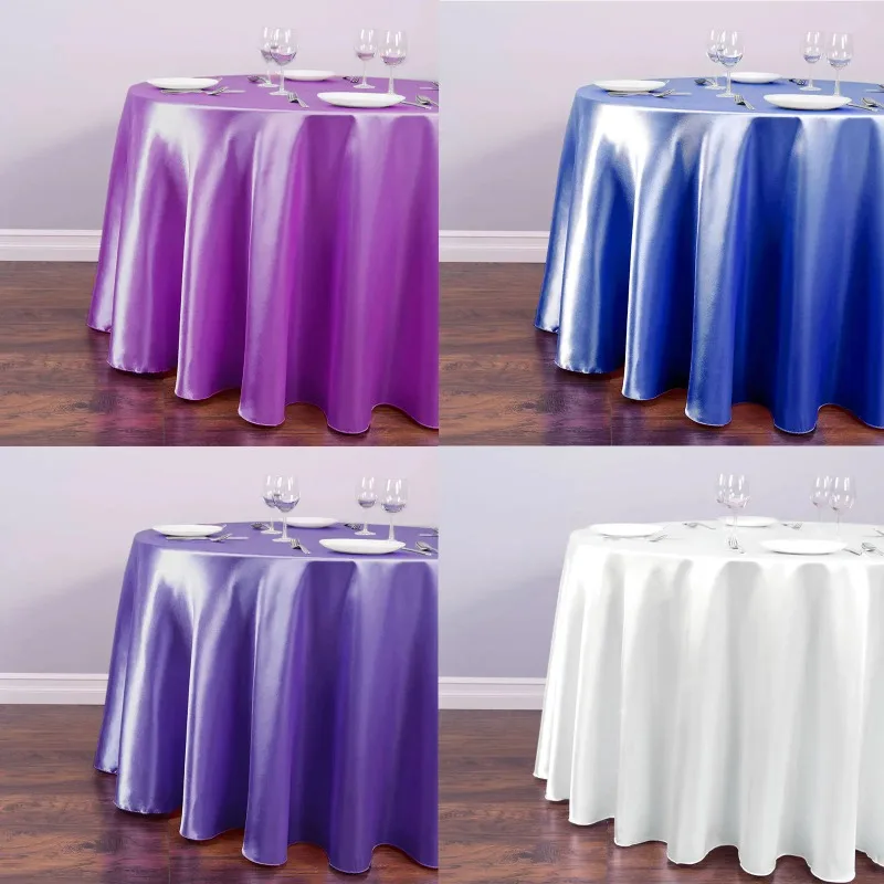 Round Tablecloth Satin Table Cloth Christmas Tablecloths Royal Blue Table Cover Table Overlay for Wedding Party Banquet Decor