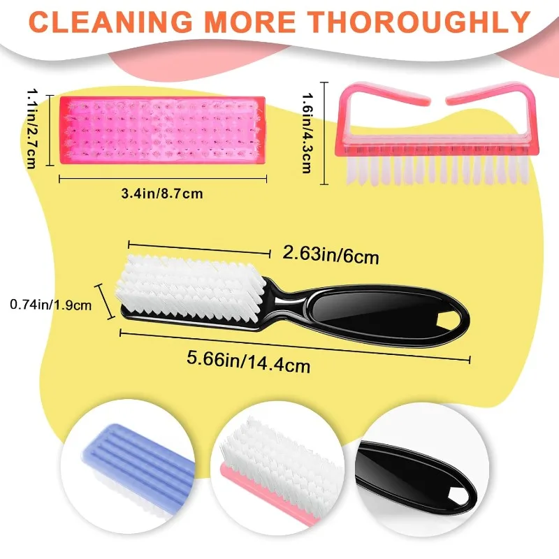 1 Set Handle Grip Nail Scrubber Brush Cleaner Manicure Tools Scrub Brushes Kit Toenail Brush To Clean Under Nails Pedicure Foot