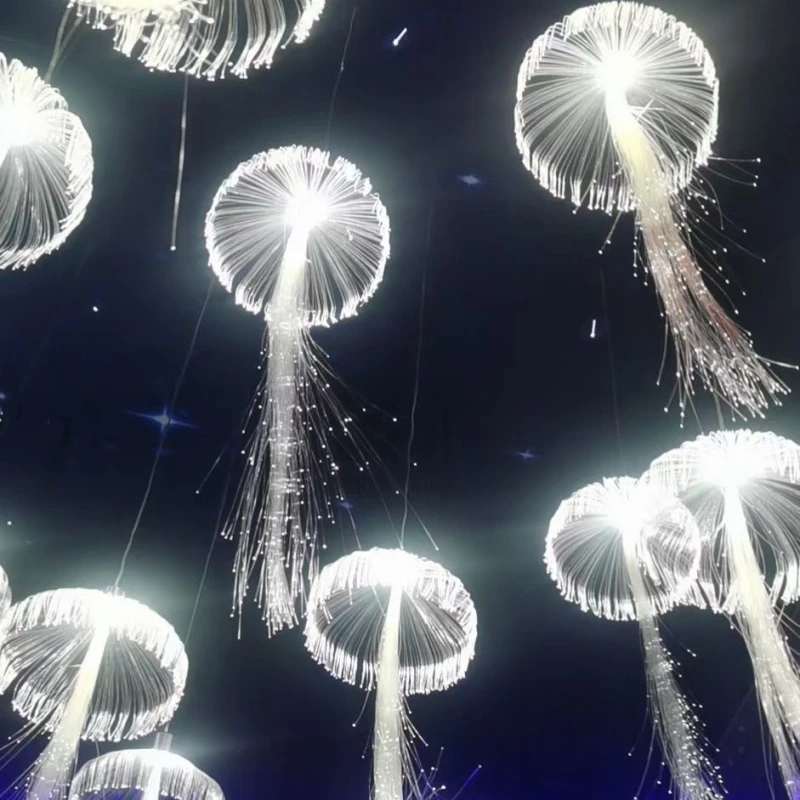 Color White Warm Fiber Optic LED Jellyfish Strip Pendant Light Christmas Park Landscape Lighting